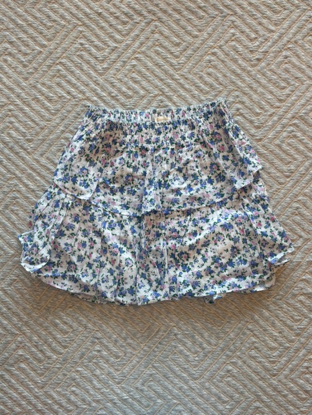 LoveShackFancy Blue & Purple Floral Ruffle Mini Skirt 💜🌸